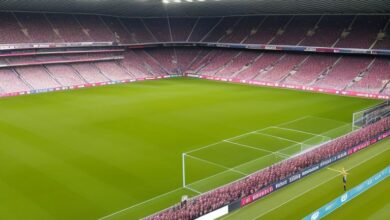 a football stadium with people in the stands